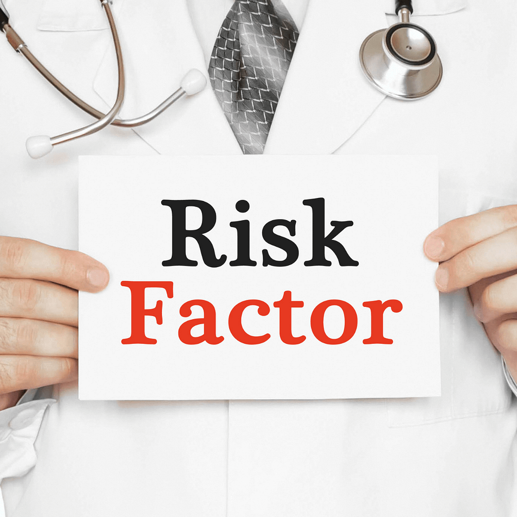 Doctor holding up risk factor sign